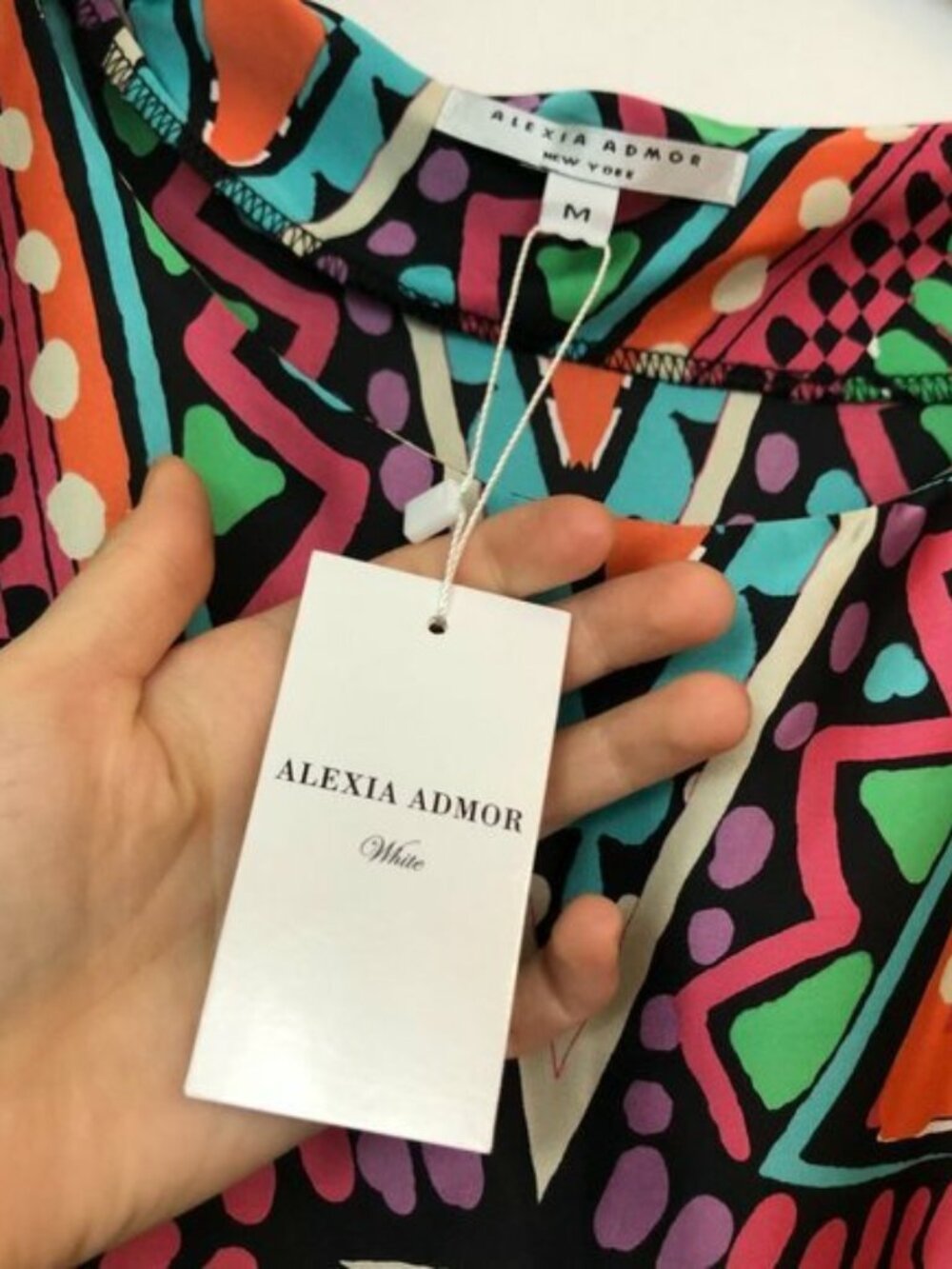 NEW NWT ALEXIA ADMOR 3/4 Sleeve Chemise Dress Pink Blue Orange Aztec Boho Slip M - Picture 6 of 10